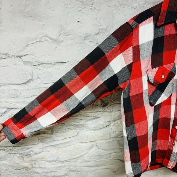 Vintage Five Brother Shirt Mens Medium Red Black Buffalo Plaid Flannel Made USA - Picture 4 of 7